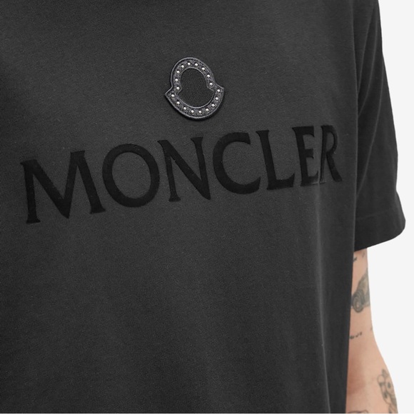 Moncler Other - Moncler Flocked Studded Logo T-Shirt (Sz L) Short Sleeve Crewneck Tee Black